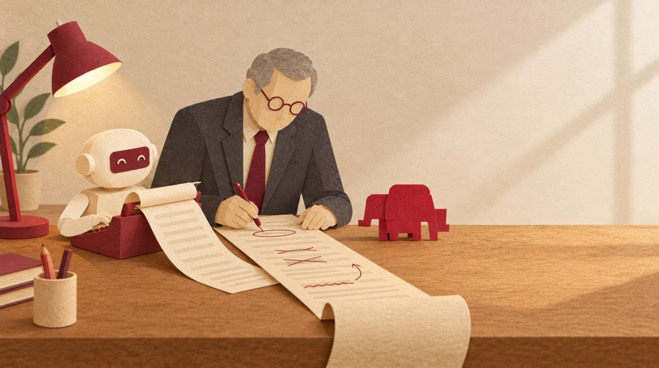 خبير يصحّح بقلم أحمر لفافة ورق كتبها روبوت